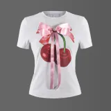 Printed bow T-shirt