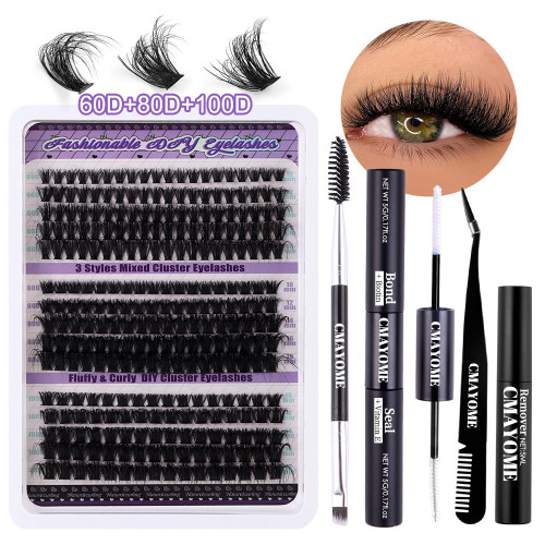 There are tools to mix and pack thick curly false eyelashes