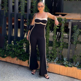 Color blocking slim fit camisole jumpsuit