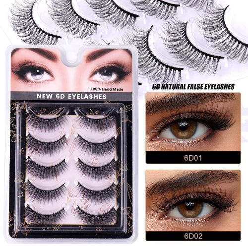 6D synthetic fiber three-dimensional multi-layer cross false eyelashes