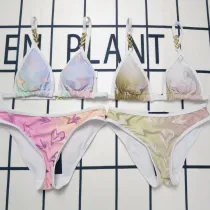Split bikini gradient printed women's swimwear