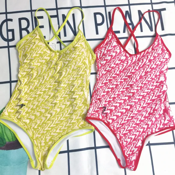 Letter printed one piece backless women's swimsuit
