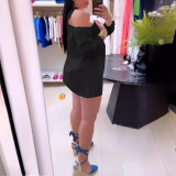 Hollow Off Shoulder Cross Collar Short Dress
