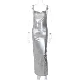 Open back slim fit camisole dress