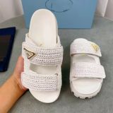 Triangle woven thick sole Velcro slippers