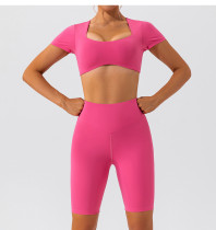 Short sleeved yoga suit set