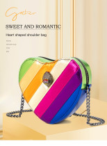 Love Rainbow Splicing Chain Shoulder Cross Bag