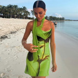 Backless camisole wrapped hip dress
