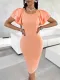 Round neck lotus leaf sleeve dress