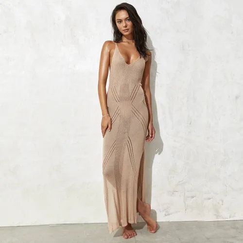 Strap knit bikini long dress beach dress