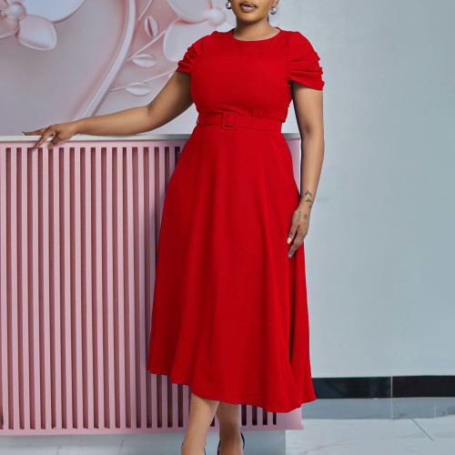 Short sleeved irregular plus size dress
