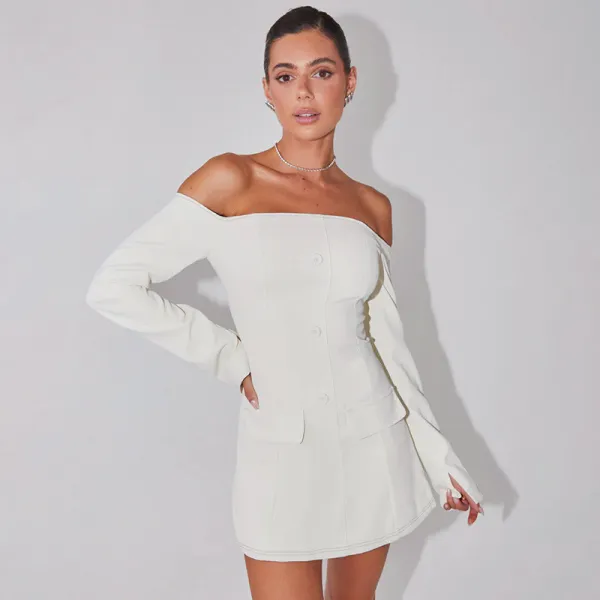 One shoulder bag long sleeved hip hugging dress