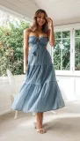 Hanging strap hollow out backless spliced large swing dress