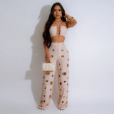 Broken hole slim fit two-piece set