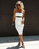 One shoulder strapless knitted hip hugging dress