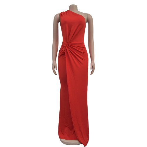 One shoulder evening gown dress