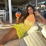 Sleeveless round neck gradient tassel high waisted dress