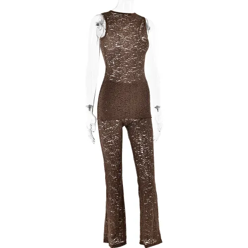 Round neck sleeveless top and pants set