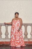 Loose strap printed plus size dress