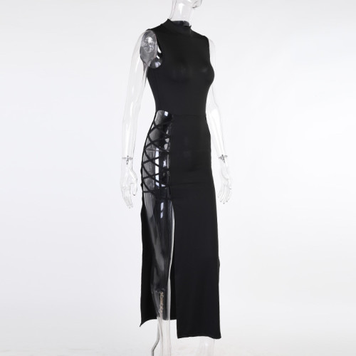 High slit strap skirt