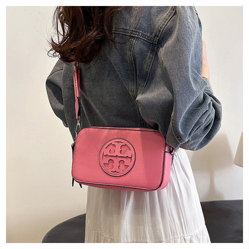 Single shoulder pattern double zipper crossbody bag