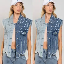 Cowboy patchwork nail bead loose women's short style