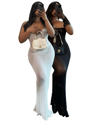 Half transparent camisole dress, long skirt