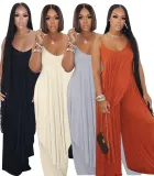 Irregular suspender wide leg pants set