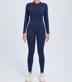 Zipper long sleeved yoga jumpsuit
