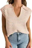 V-neck knitted short sleeved T-shirt top