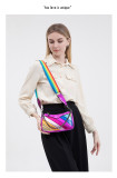 Color blocking splicing chain crossbody bag rainbow handbag shoulder bag