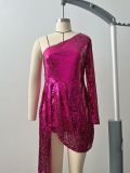 Single shoulder sequin dress