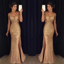 Split hot stamping dress