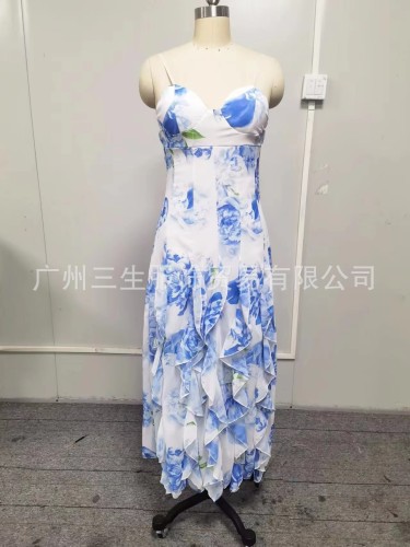 Chiffon printed long dress