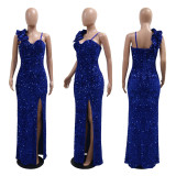 Strap sequin long skirt