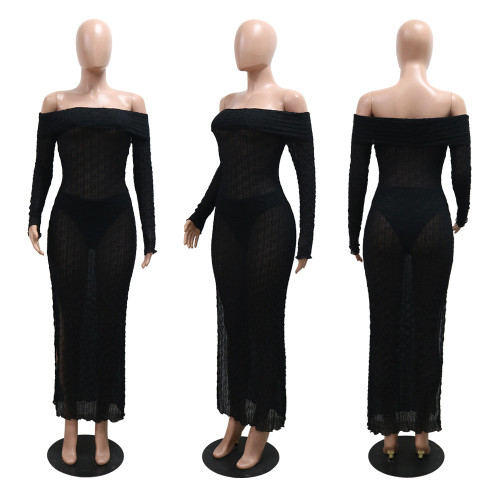 Hip hugging one neck slit see through dress