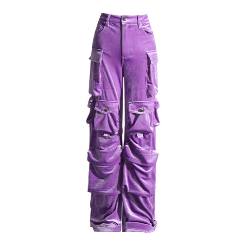 High waisted velvet pants straight leg work pants