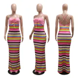 Backless camisole printed dress