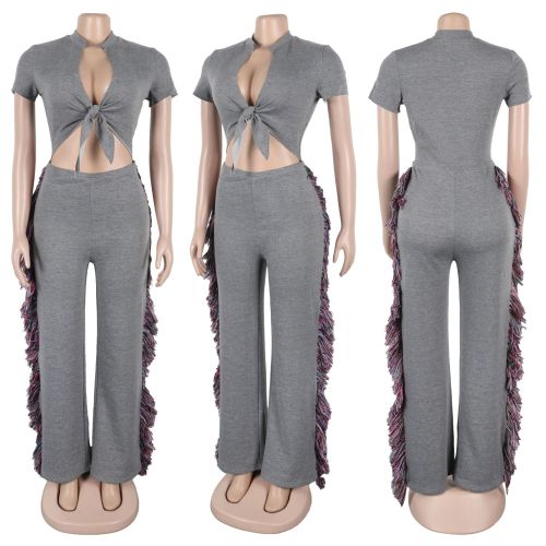 Strap tassel jumpsuit