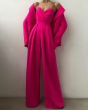 Strap waist straight leg jumpsuit