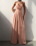 Strap waist straight leg jumpsuit