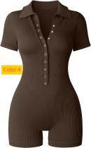 Women's yoga jumpsuit ribbed V-neck elastic waist cinching sports jumpsuit