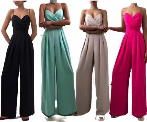 Strap waist straight leg jumpsuit