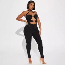 Hollow metal tube splicing hanging neck one-piece pants