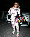 Graffiti printed hoodie two-piece set
