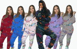 Graffiti printed hoodie two-piece set