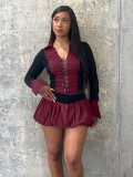 Machine eye strap fluffy skirt and pants set with safety pants included