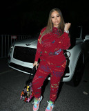 Graffiti printed hoodie two-piece set