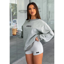 High waisted printed tight shorts set
