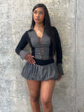 Machine eye strap fluffy skirt and pants set with safety pants included
